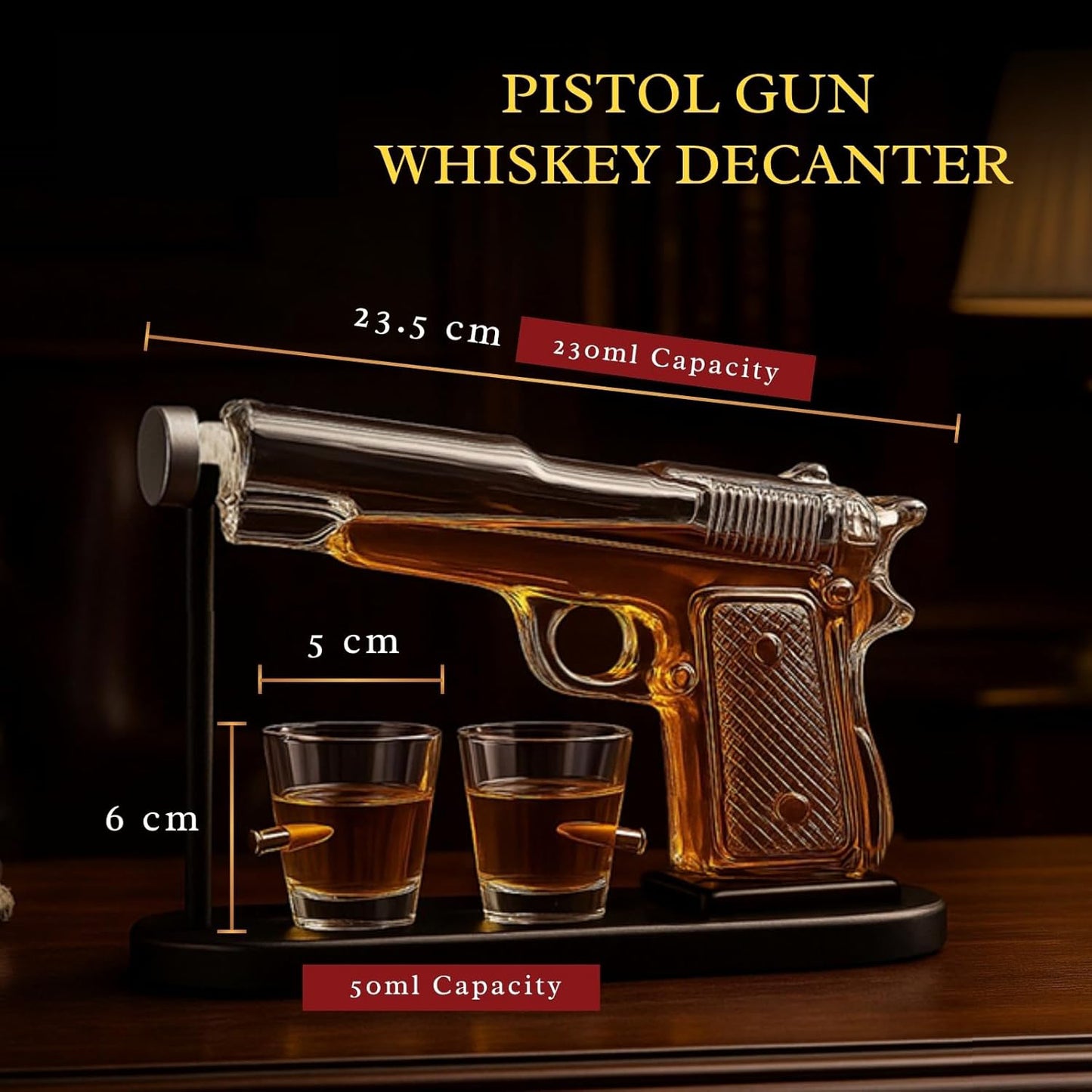 Gifts for Men Dad, 10.1 Oz Whiskey Gun Decanter Set + 2 Bullet Glasses - Unique Birthday Pistol Gift Ideas Daughter Son, Personalized Liquor Dispenser - Scotch Bourbon Vodka, Him, Brother Husband