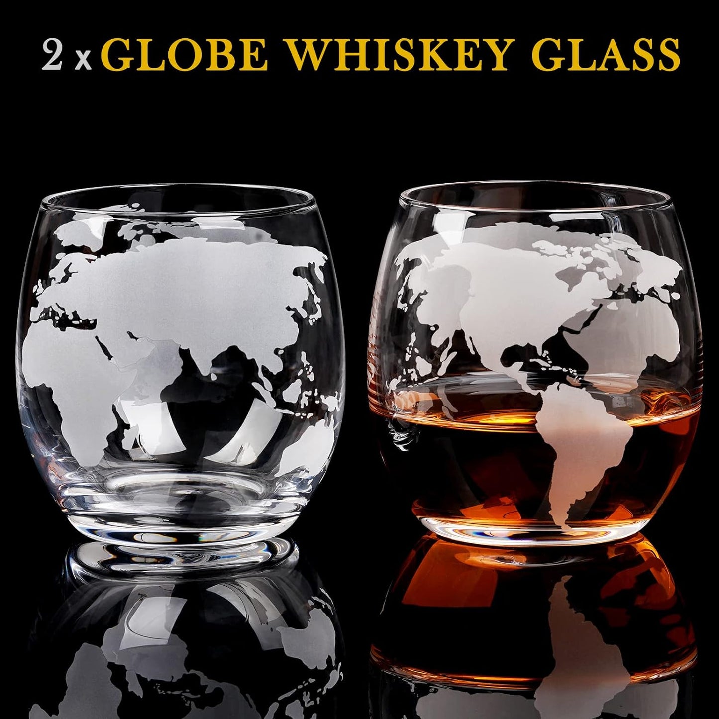 Gifts for Men Dad Christmas, Whiskey Decanter Globe Set with 2 Ball Stones & 2 Glasses