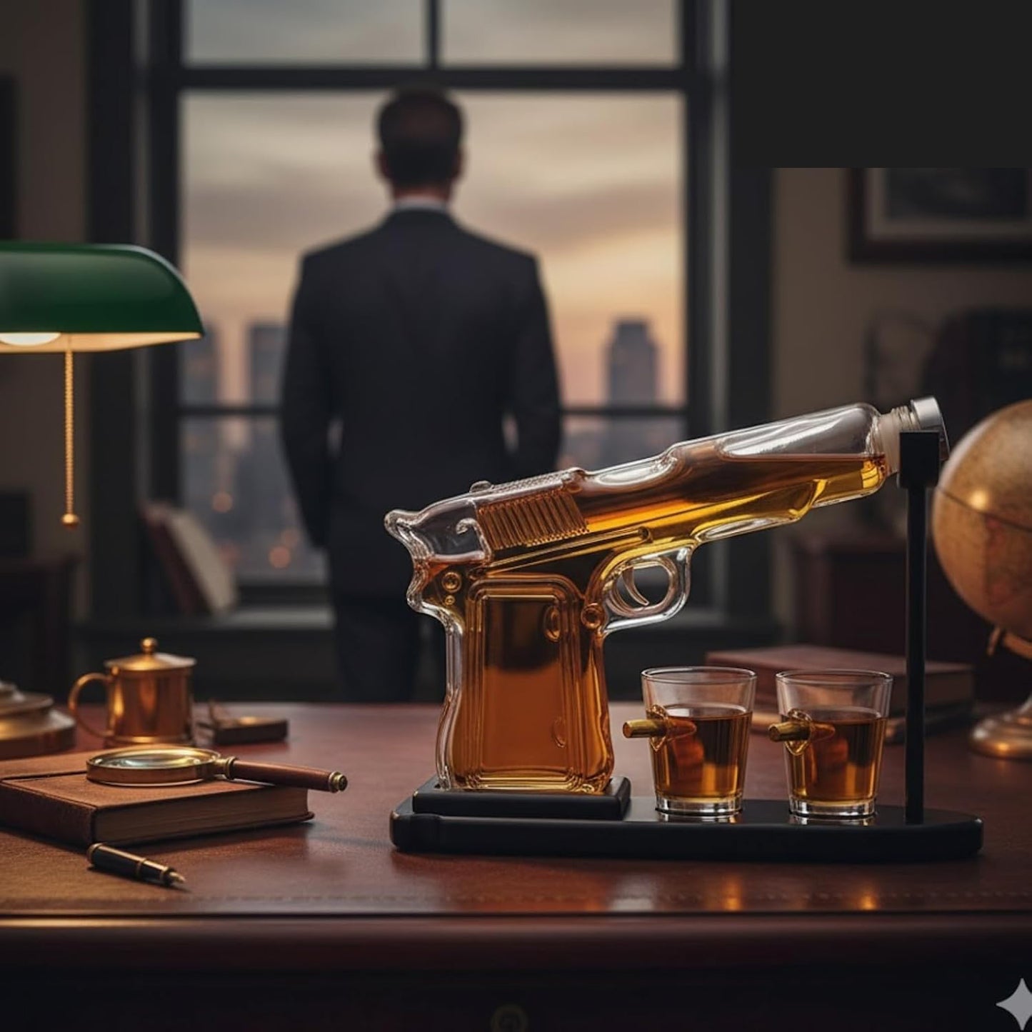 Gifts for Men Dad, 10.1 Oz Whiskey Gun Decanter Set + 2 Bullet Glasses - Unique Birthday Pistol Gift Ideas Daughter Son, Personalized Liquor Dispenser - Scotch Bourbon Vodka, Him, Brother Husband