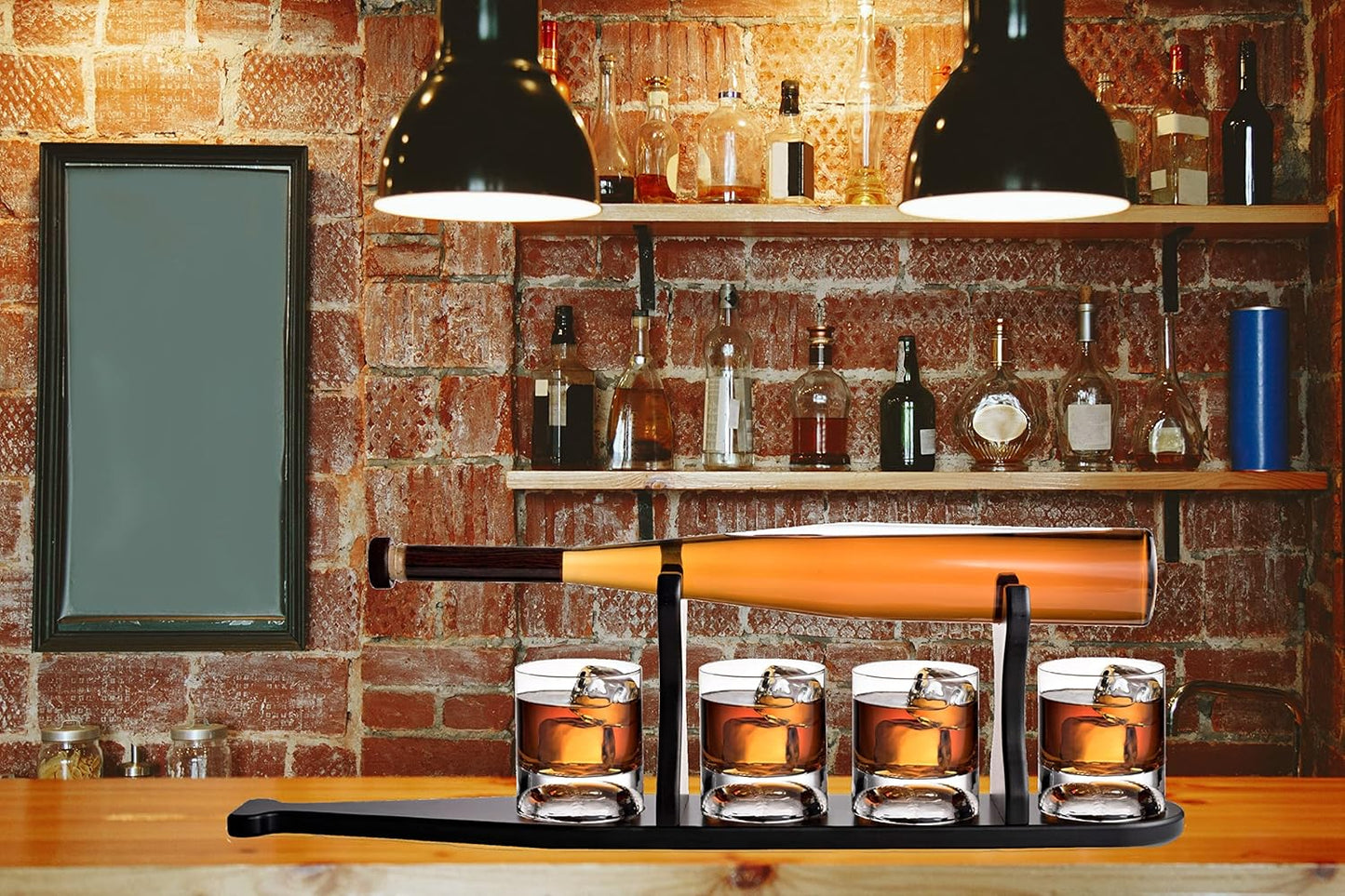 Baseball Bat Whiskey & Wine Decanter - 4 Baseball Glasses, Spirits Set - Coach Gifts for Dad, Boyfriend, Brother, Friend - For Whiskey & Wine